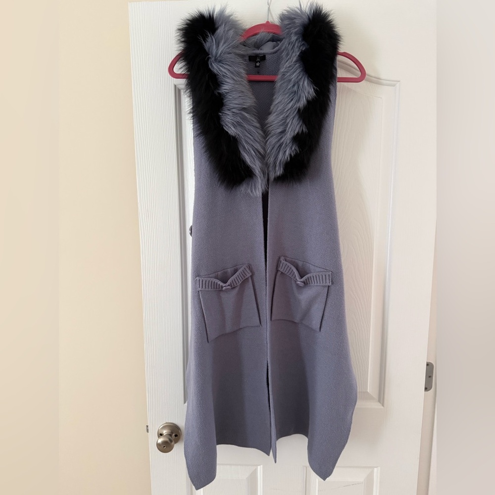 Joh. Knit Sweater Vest with Faux Fur Accent